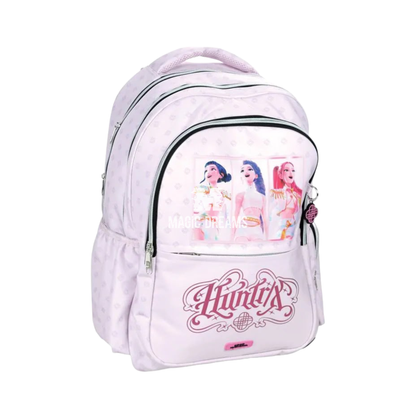Mochila Escolar das Guerreiras do K-Pop com 3 Compartimentos Huntrix Rosa 46cm