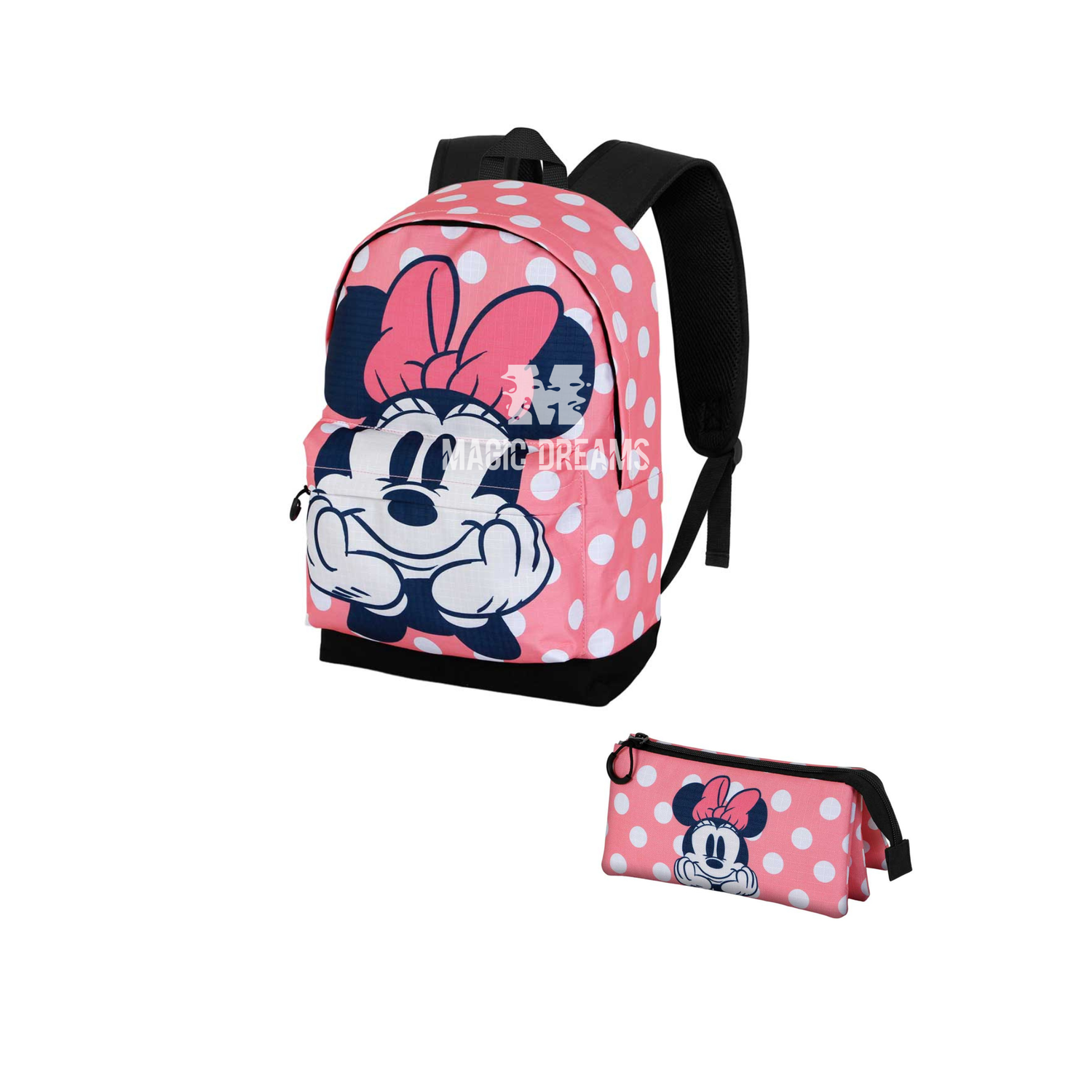 Conjunto Escolar Mochila 44cm Closer Minnie Mouse + Estojo Triplo Minnie Mouse Disney