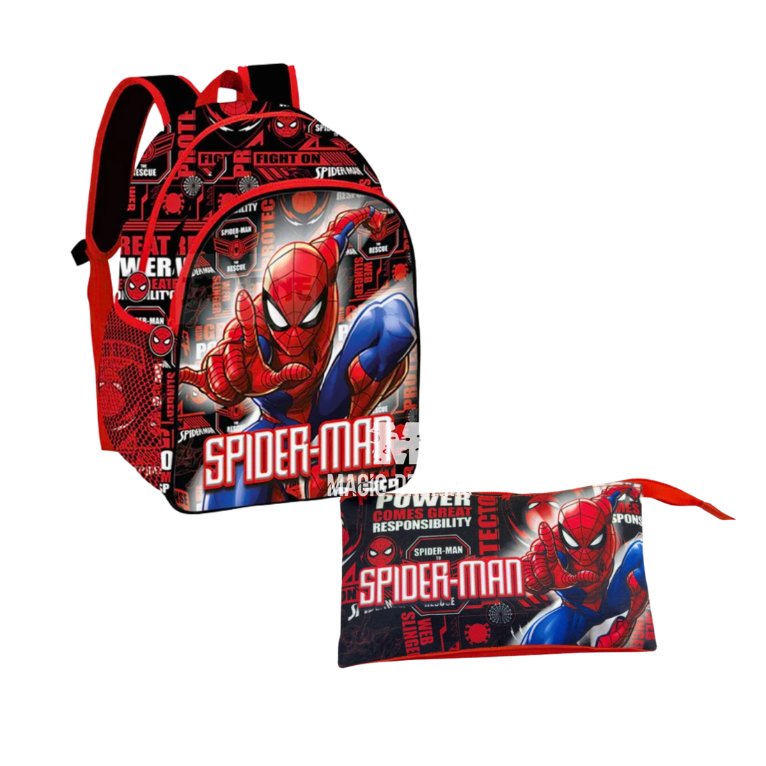 Conjunto Escolar Mochila Hero 40cm Spiderman + Estojo Triplo Marvel