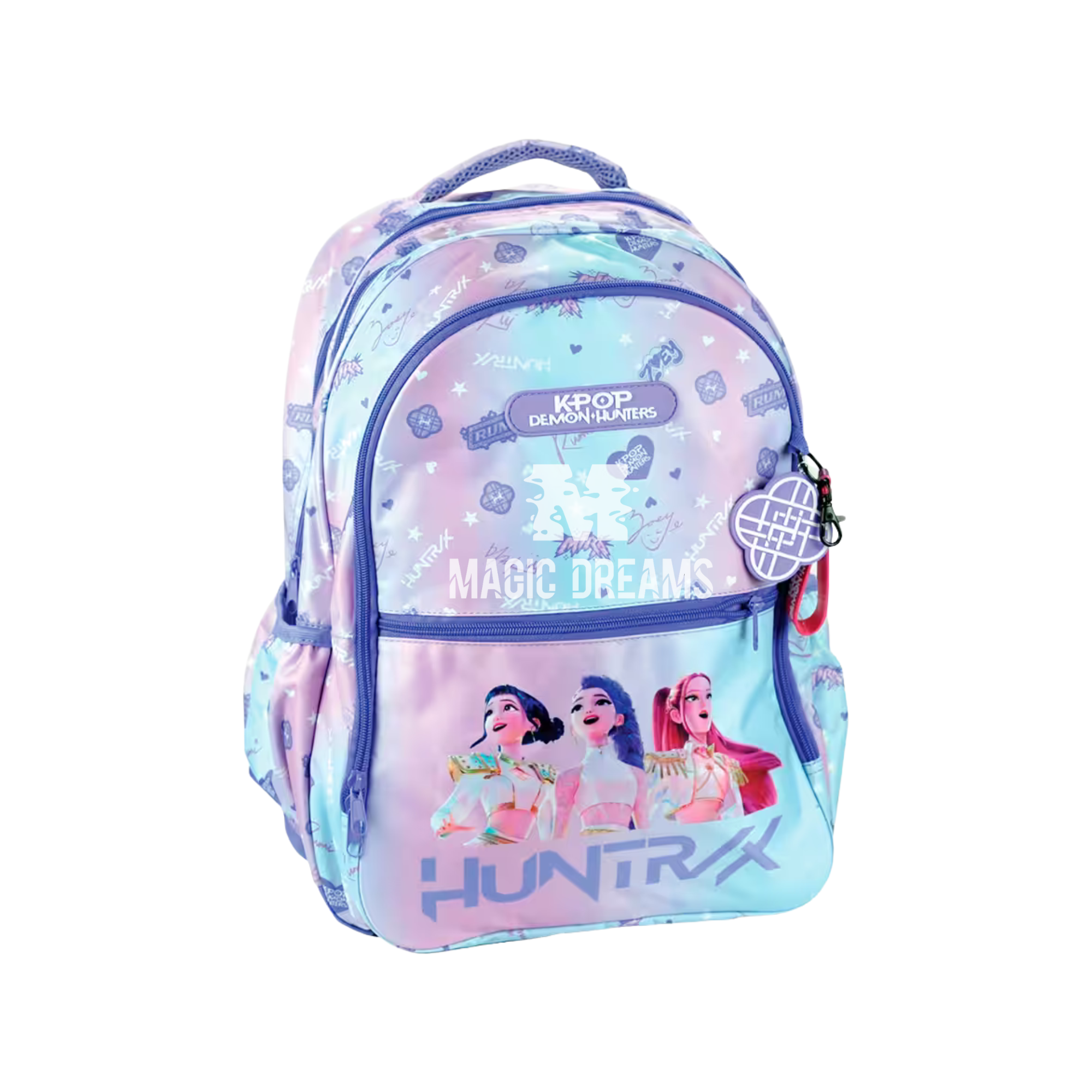 Mochila Escolar das Guerreiras do K-Pop com 3 Compartimentos Huntrix Lilás 46cm