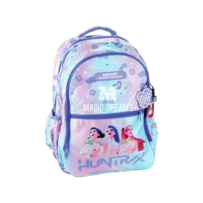 Mochila Escolar das Guerreiras do K-Pop com 3 Compartimentos Huntrix Lilás 46cm