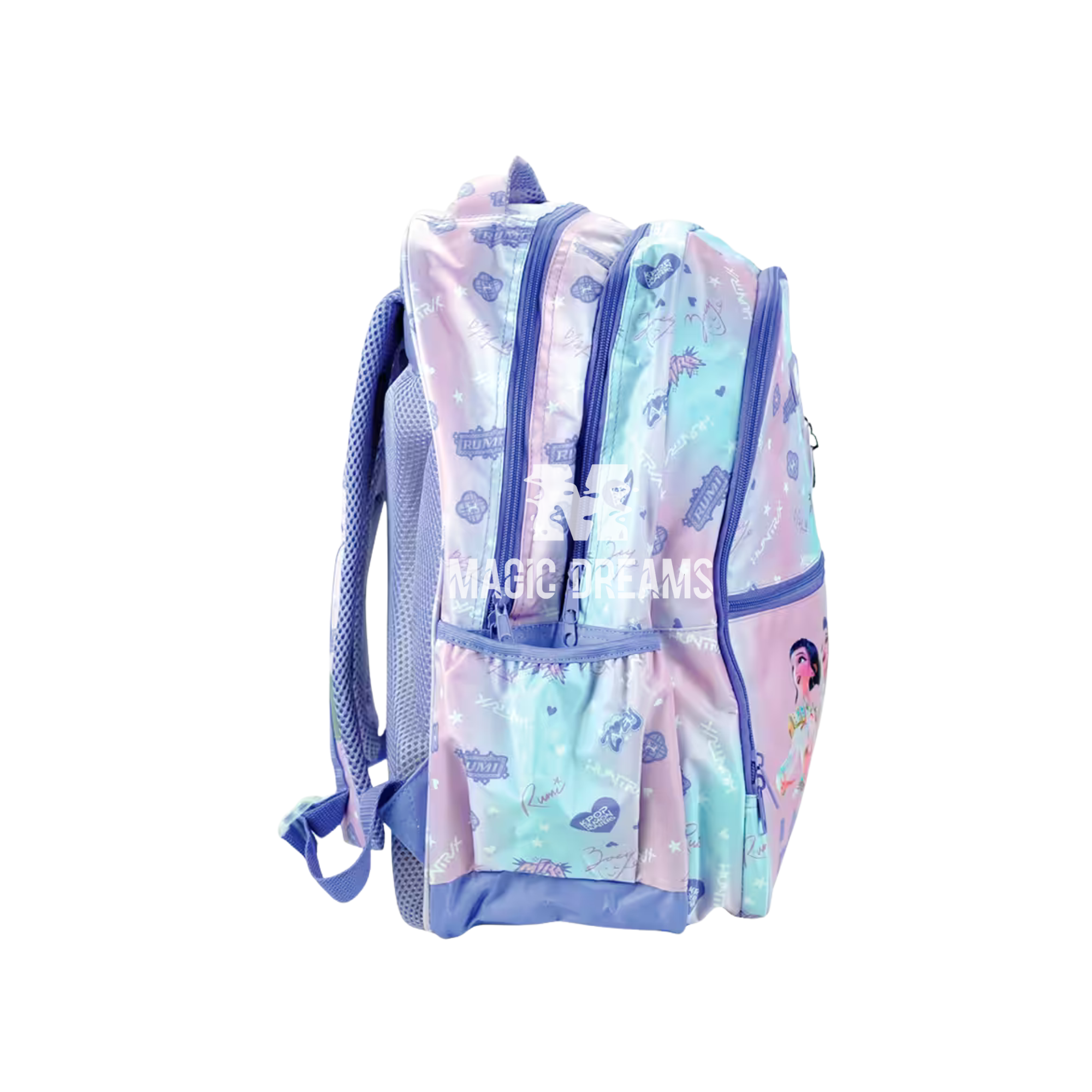 Mochila Escolar das Guerreiras do K-Pop com 3 Compartimentos Huntrix Lilás 46cm