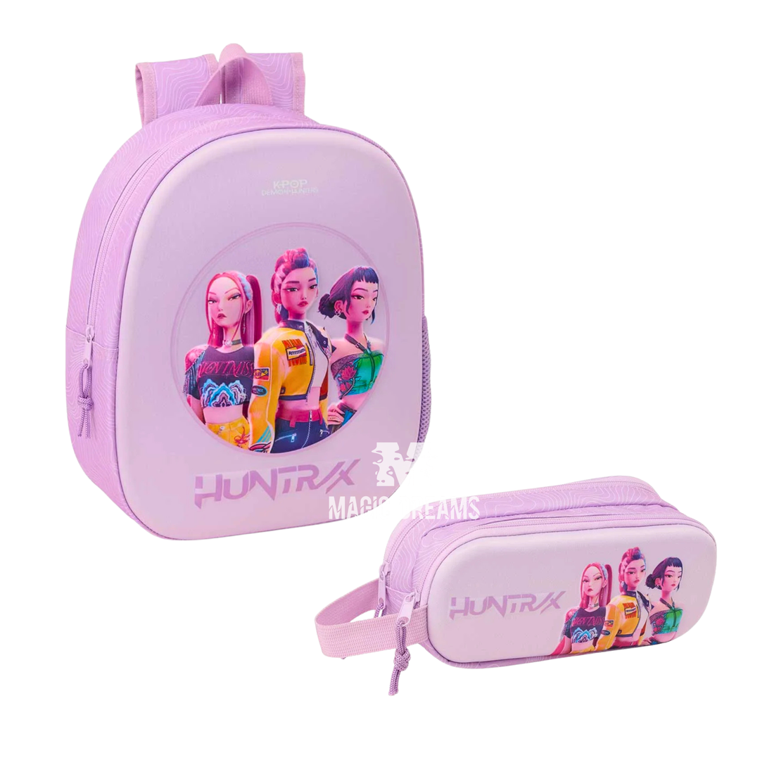 Conjunto Mochila Pré-Escolar 3D Iconic 33cm + Estojo Duplo 3D Iconic K-Pop Demon Hunters