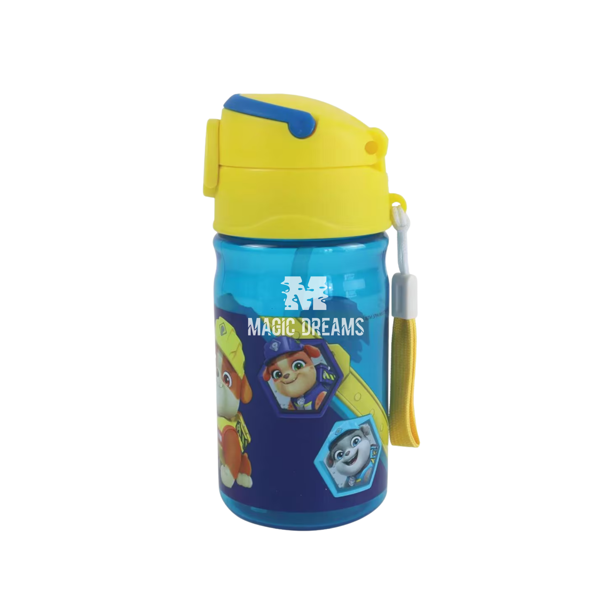 Garrafa Transparente com Palhinha Paw Patrol Rubble Patrulha Pata 350ml