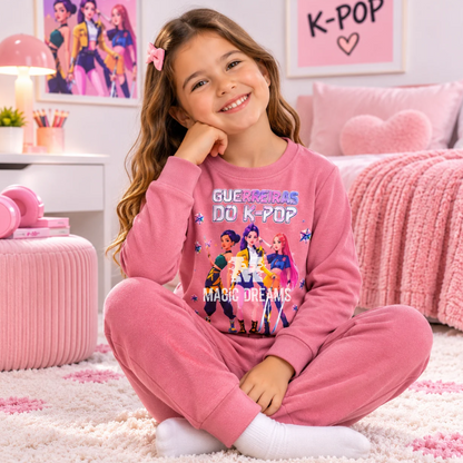 Pijama Guerreiras do K-Pop para Menina Rosa