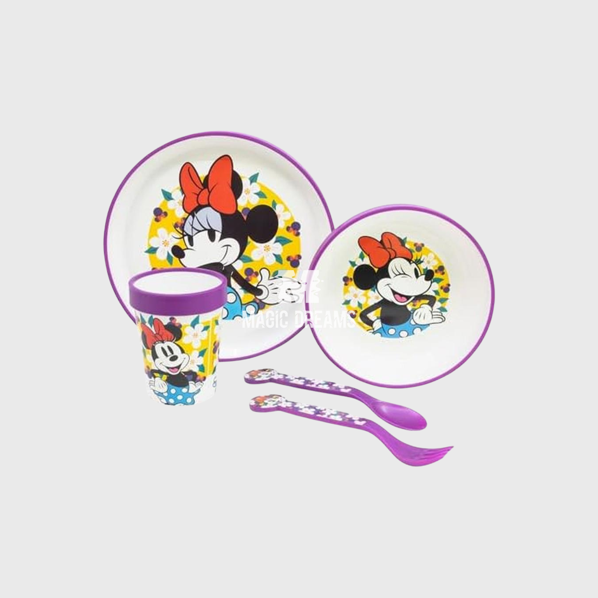 Conjunto de Refeição 5 Peças Antiderrapante Minnie Mouse