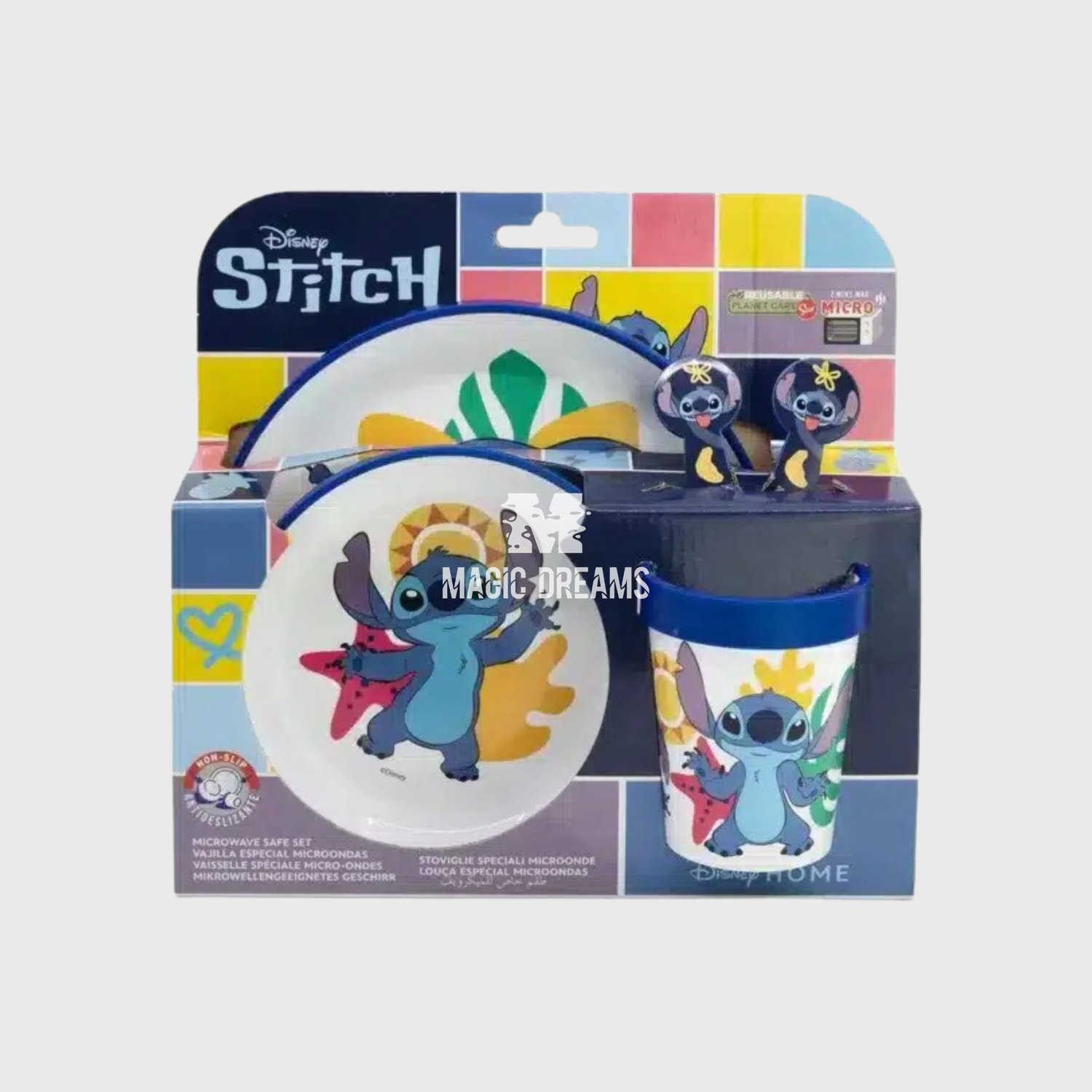 Conjunto de Refeição 5 Peças Antiderrapante Stitch