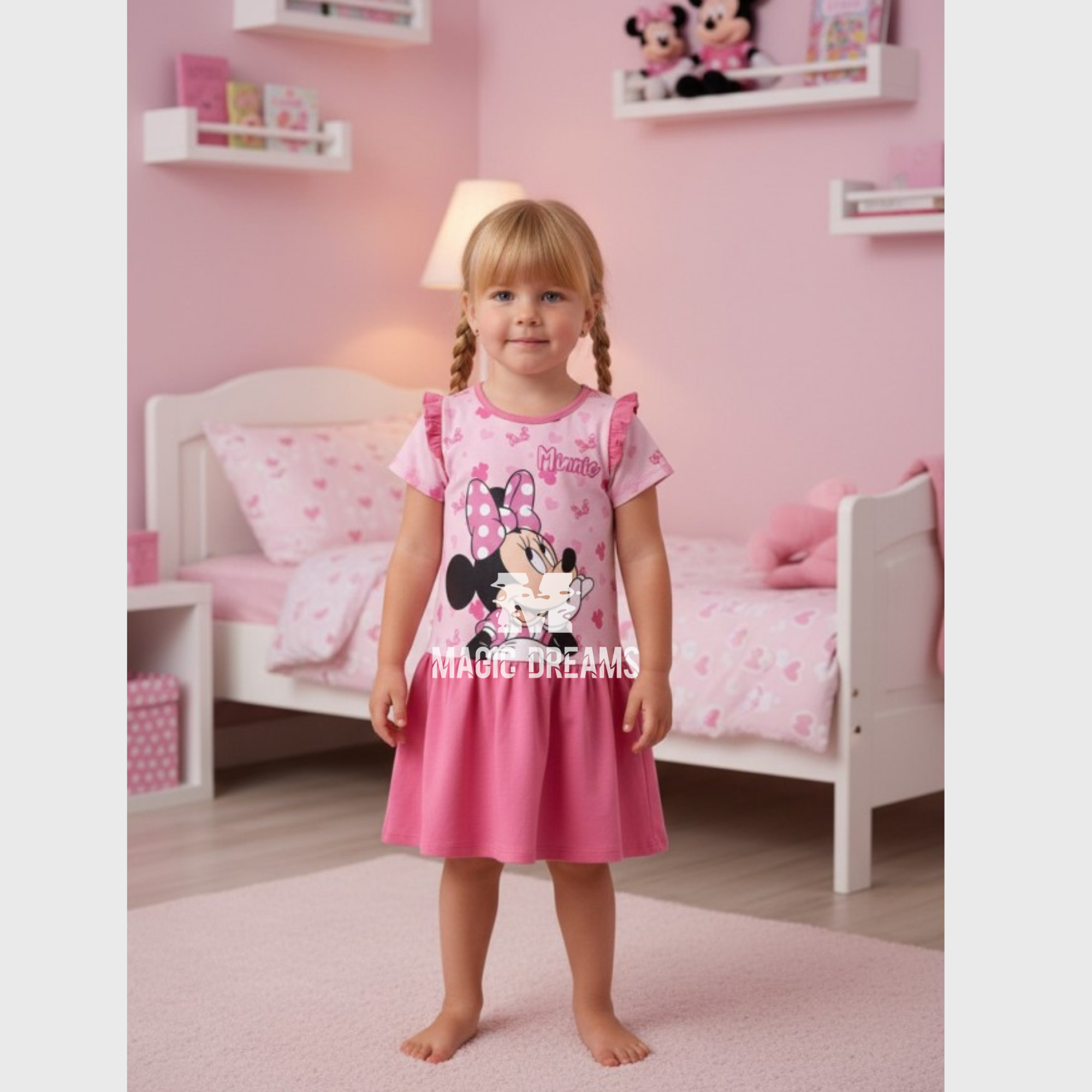 Vestido Manga Curta de Verão Minnie Mouse