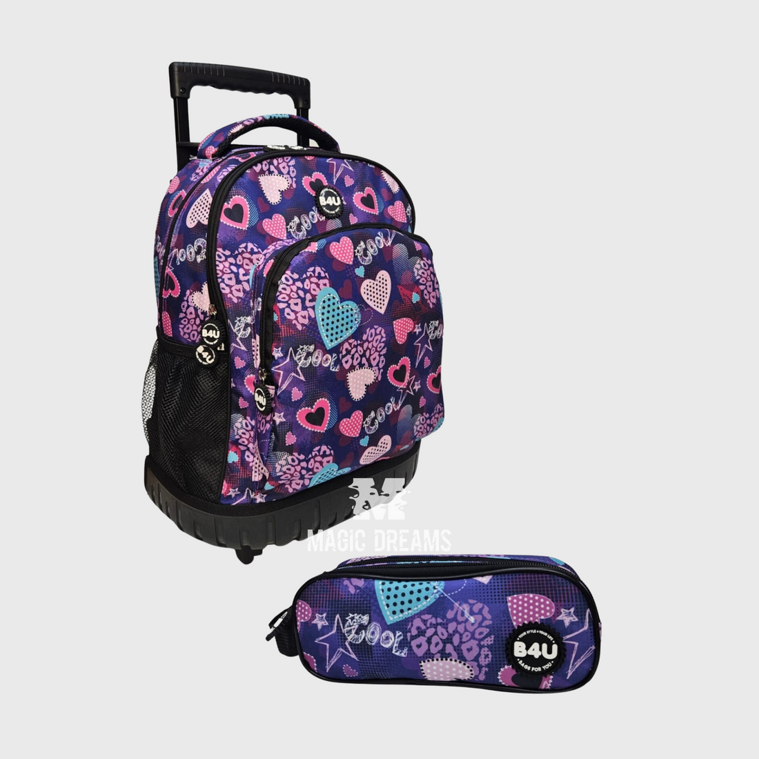 Conjunto de Mochila Escolar Trolley Cool 44cm + Estojo Duplo