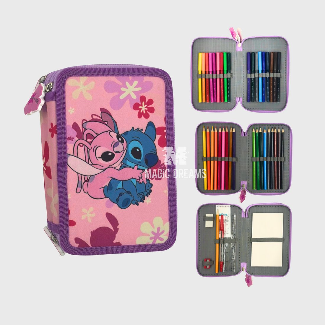 Estojo Triplo Completo Ibiscus Girl Stitch & Angel