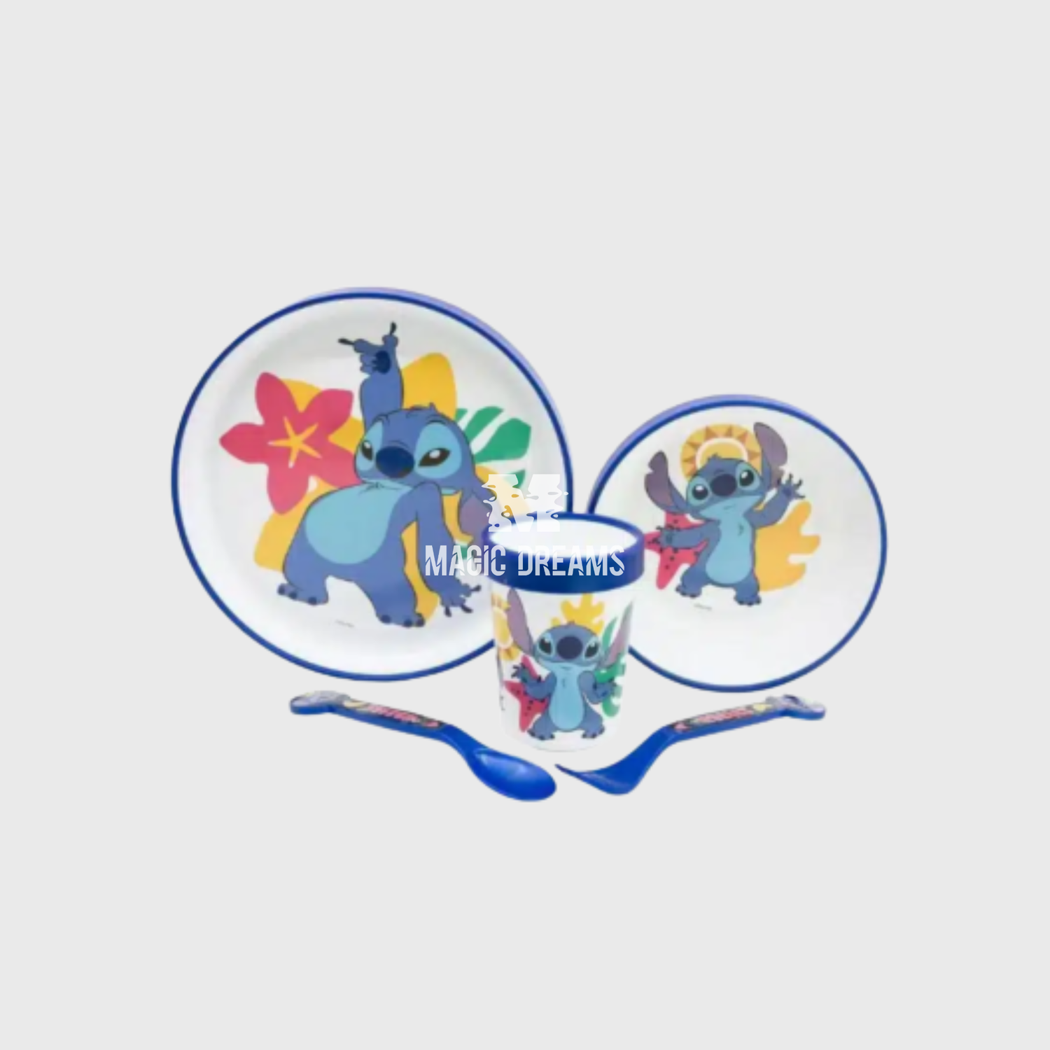 Conjunto de Refeição 5 Peças Antiderrapante Stitch