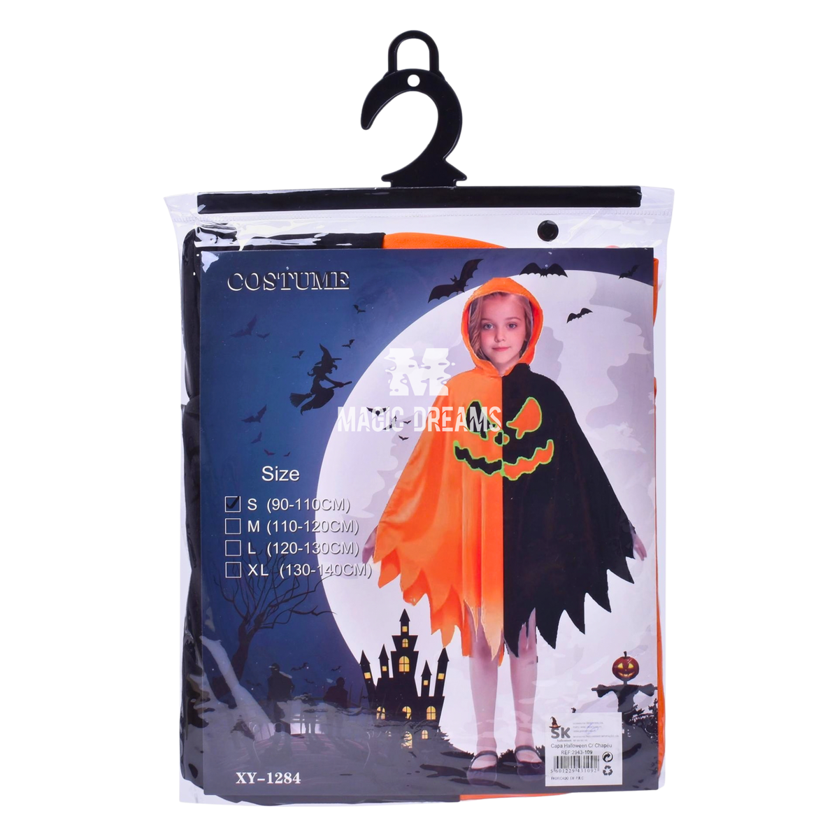 Capa Halloween com Chapéu 90-110cm