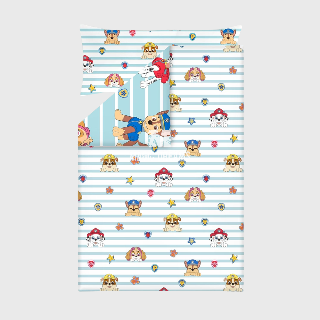 Capa de Edredão 155x220cm + Fronha 45x110cm Reversível Patrulha Pata Menino