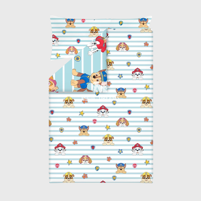 Capa de Edredão 155x220cm + Fronha 45x110cm Reversível Patrulha Pata Menino