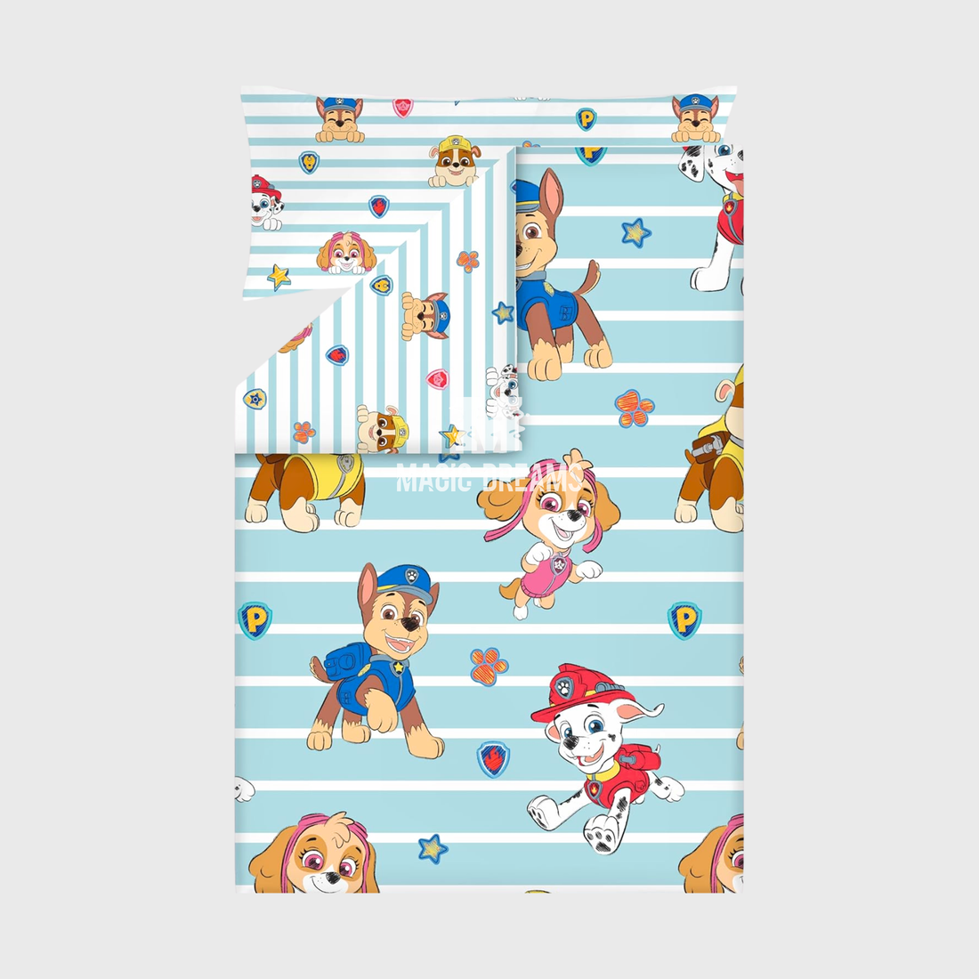 Capa de Edredão 155x220cm + Fronha 45x110cm Reversível Patrulha Pata Menino