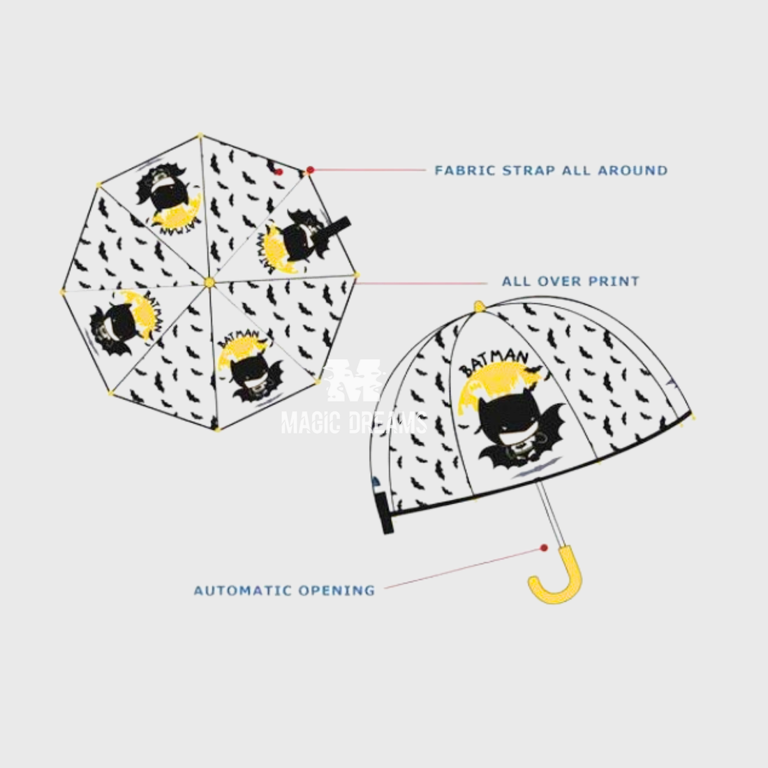 Guarda Chuva Automático Transparente Batman 46cm