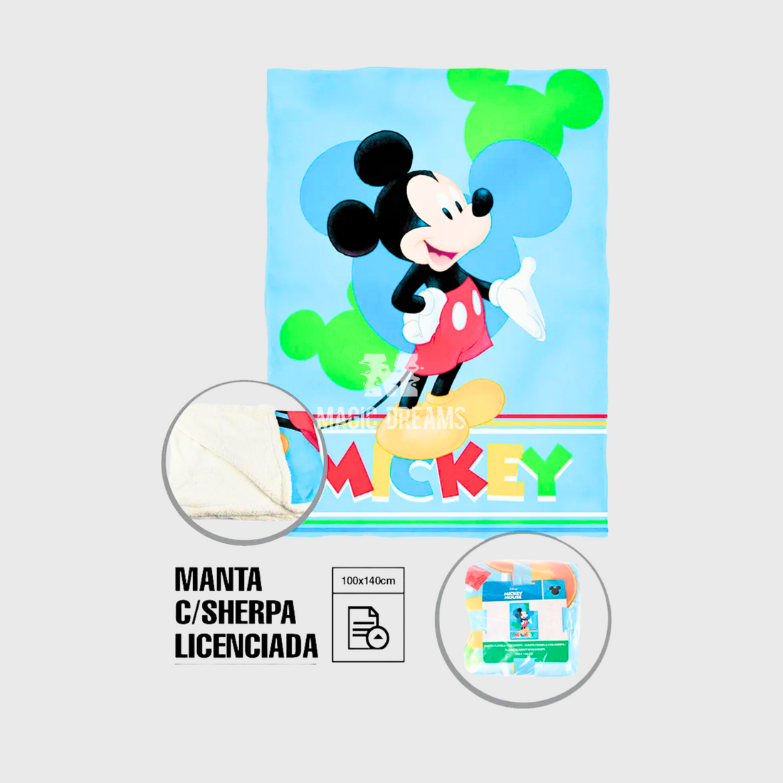 Manta Sherpa Mickey 100x140cm