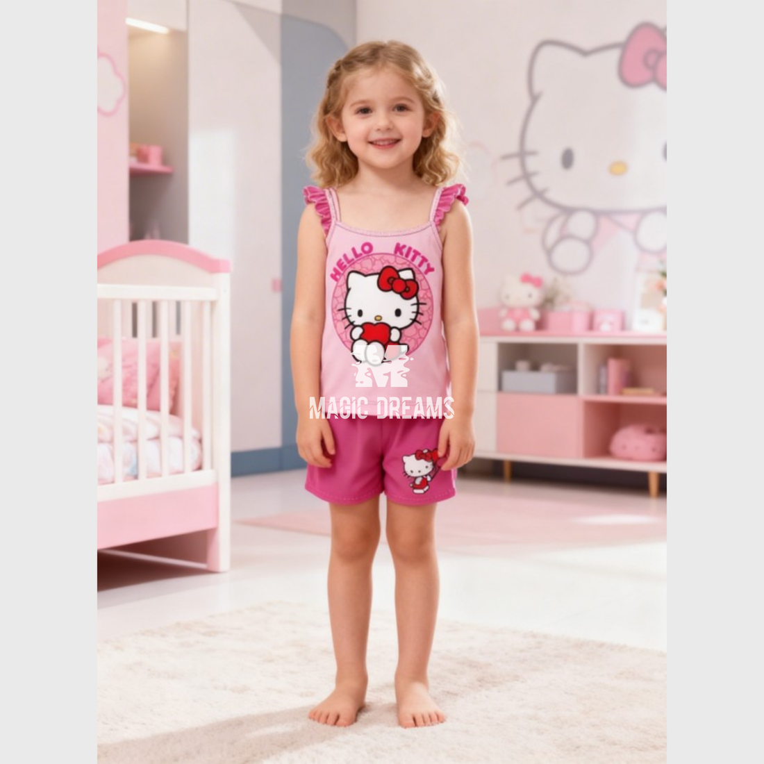 Pijama de Verão Top + Calção Hello Kitty