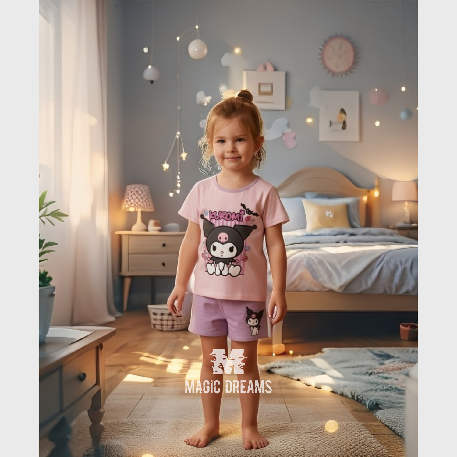 Pijama de Verão T-shirt + Calção Kuromi Hello Kitty