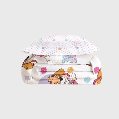 Capa de Edredão 155x220cm + Fronha 45x110cm Reversível Skye Patrulha Pata Menina