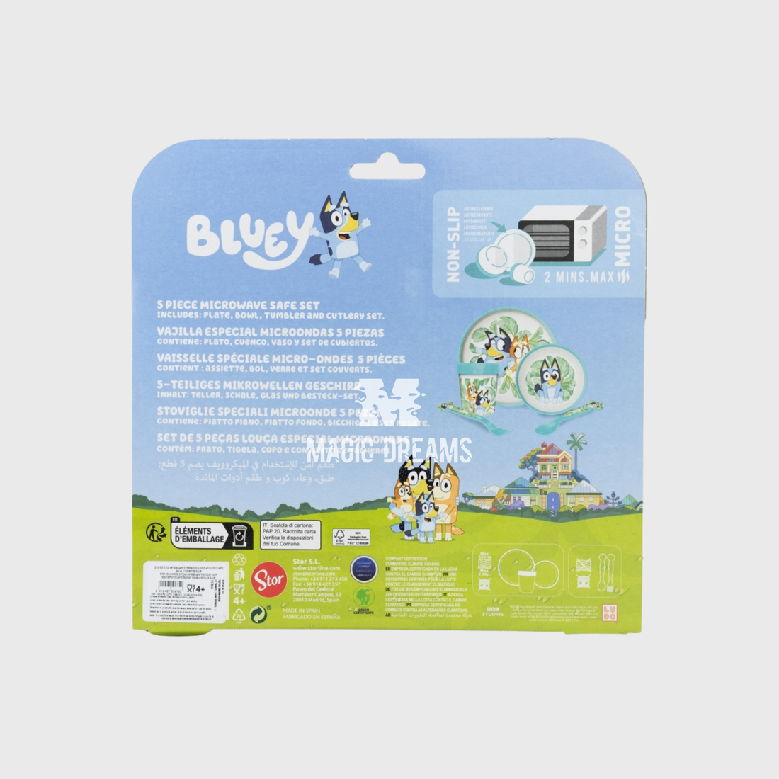 Conjunto de Refeição 5 Peças Antiderrapante Premium Bluey e Bingo