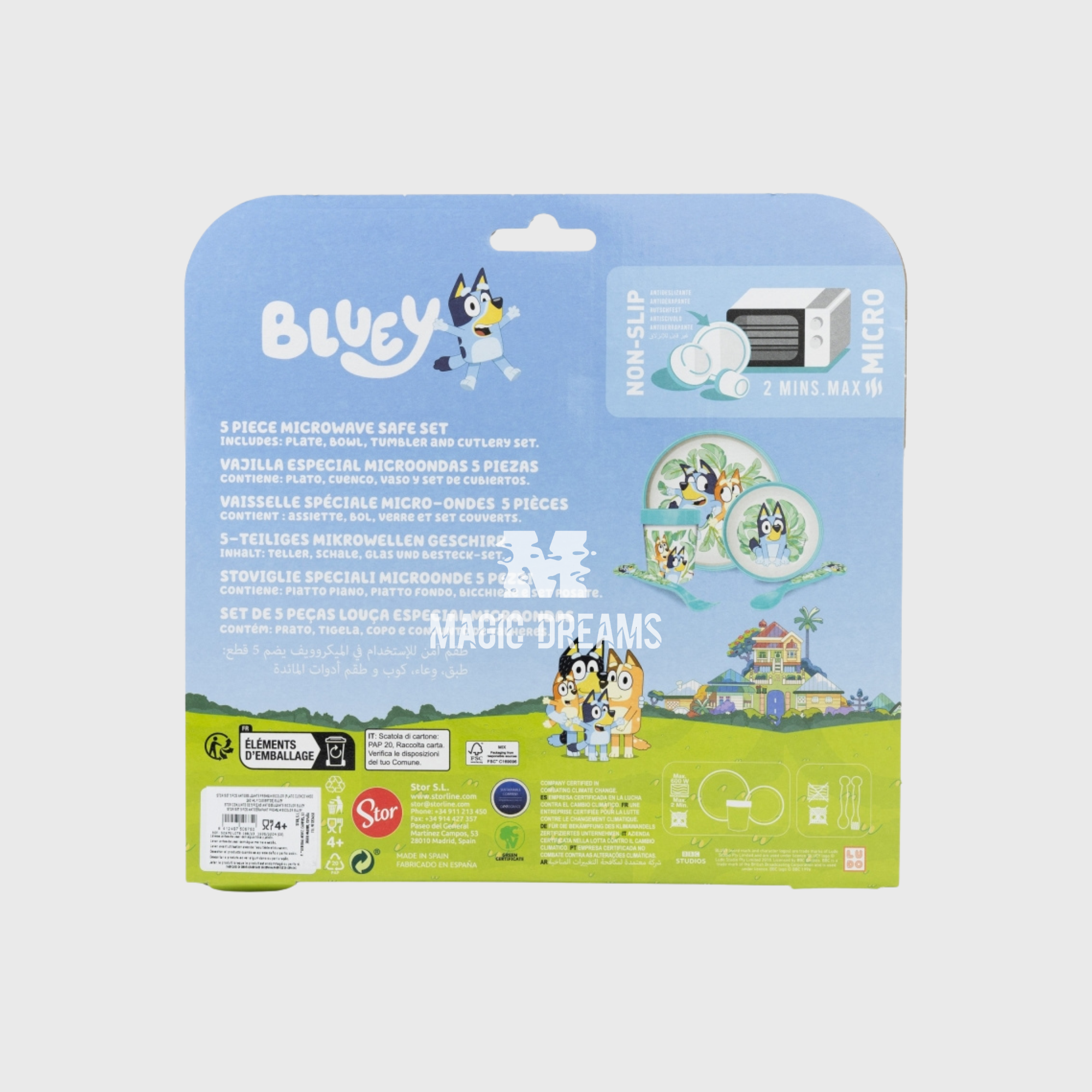 Conjunto de Refeição 5 Peças Antiderrapante Premium Bluey e Bingo
