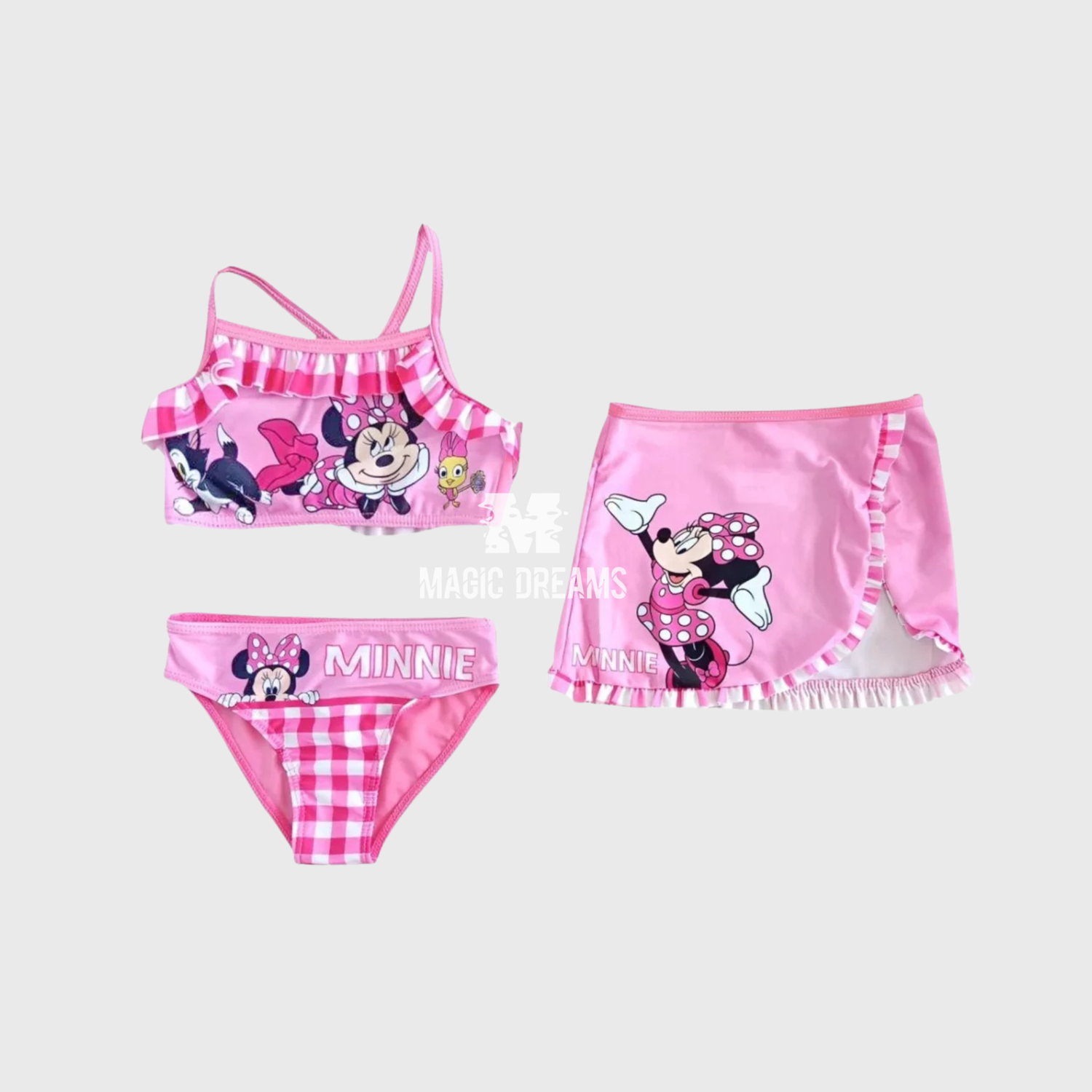 Conjunto de Biquíni com Saia Minnie Mouse