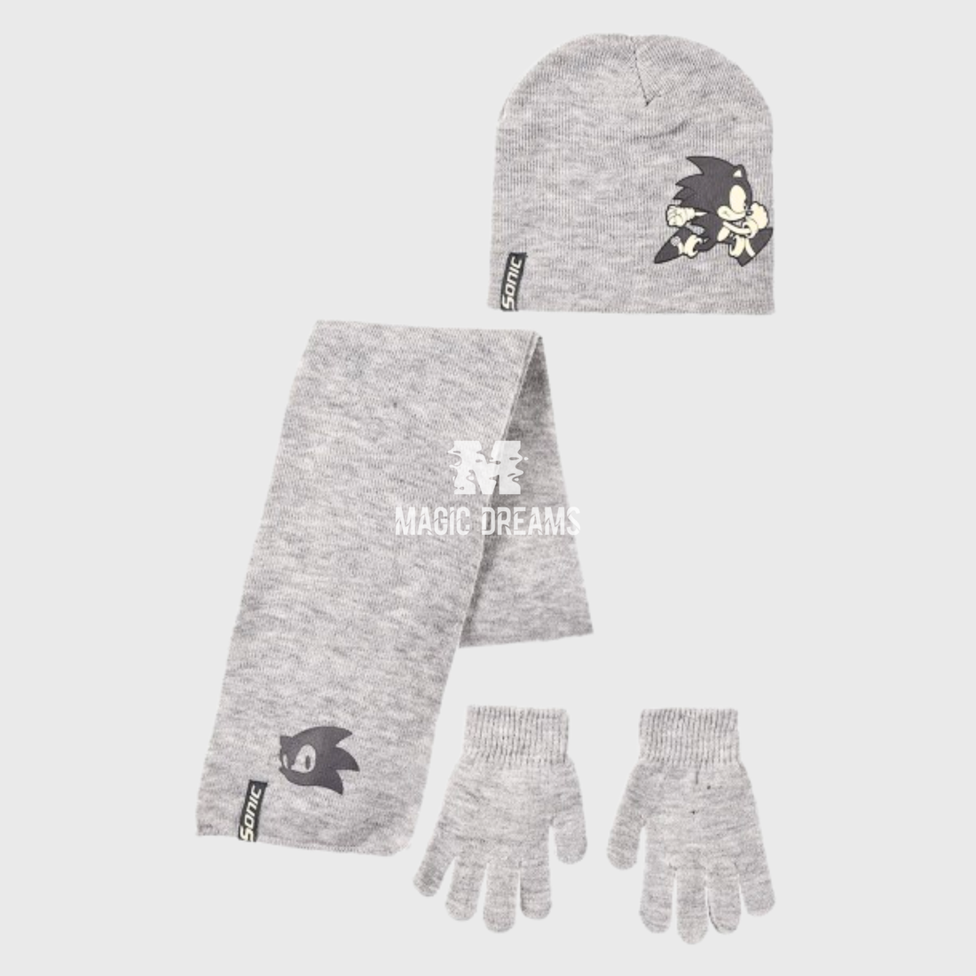 Conjunto de 3 Peças Gorro, Luvas e Cachecol Sonic