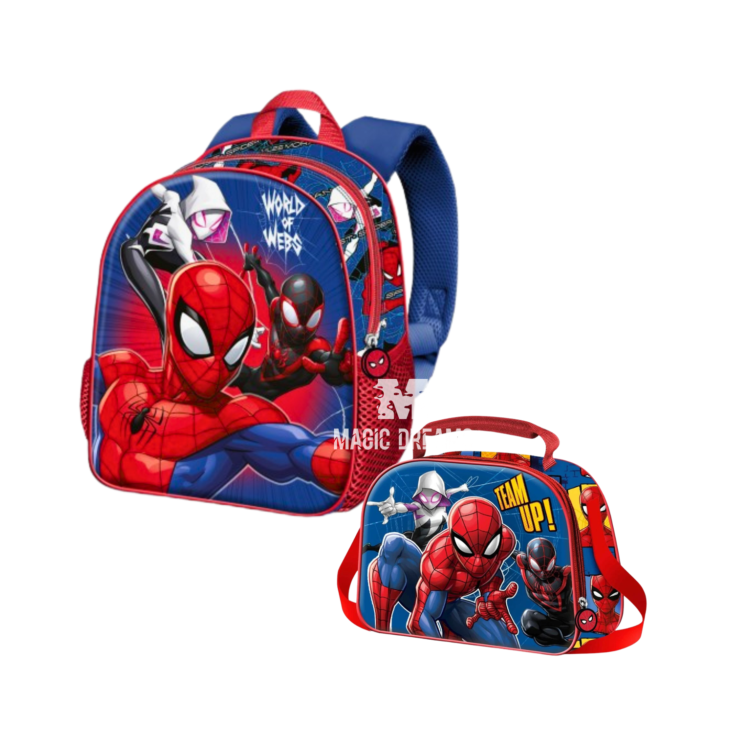 Conjunto Escolar Mochila Basic 40cm Word Spiderman + Lancheira Térmica