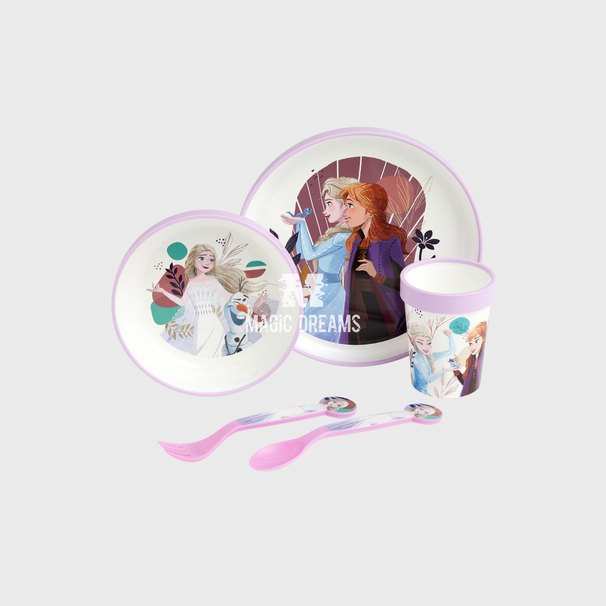 Conjunto de Refeição 5 Peças Antiderrapante Frozen