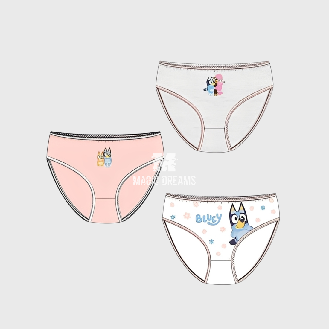 Pack de 3 Cuecas Bluey e Bingo Menina