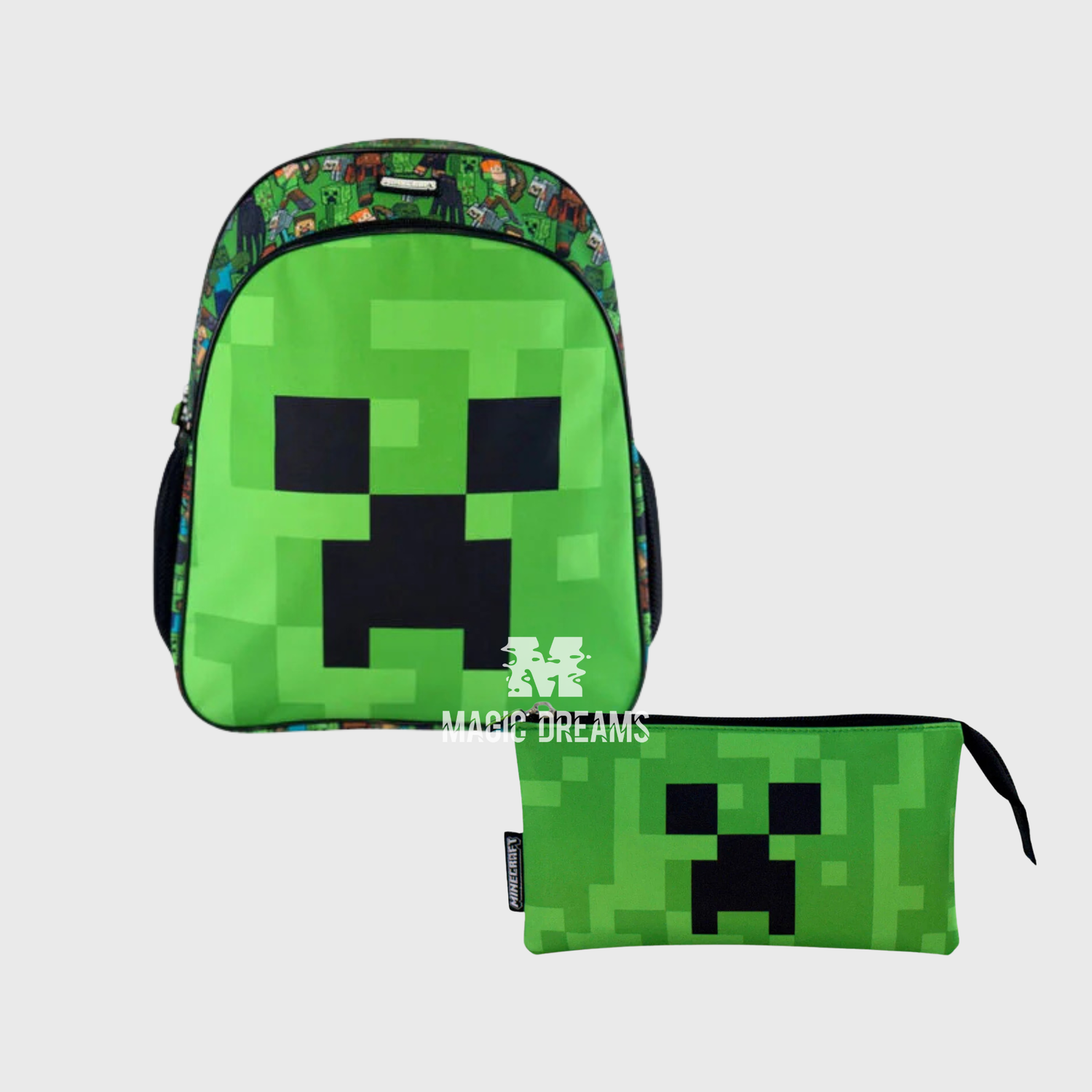 Conjunto de Mochila Escolar Face 40cm + Estojo Triplo Face Minecraft