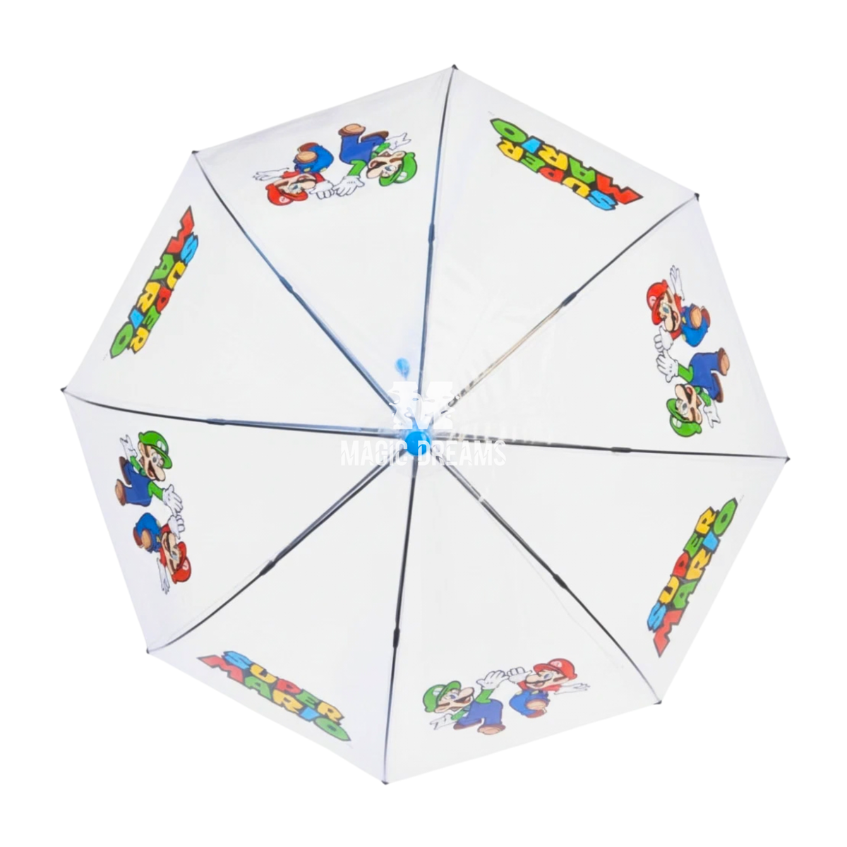 Guarda-Chuva Infantil Automático Transparente Super Mario e Luigi 75cm