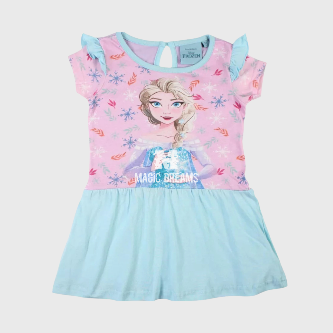 Vestido Manga Curta de Verão Frozen