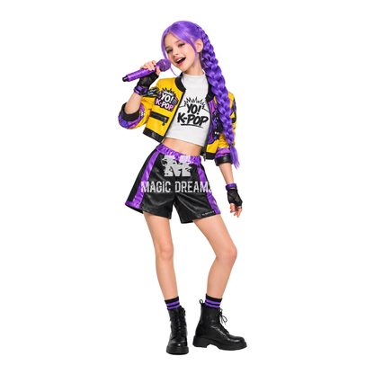 Fato Disfarce Star Hunter Morado K-Pop