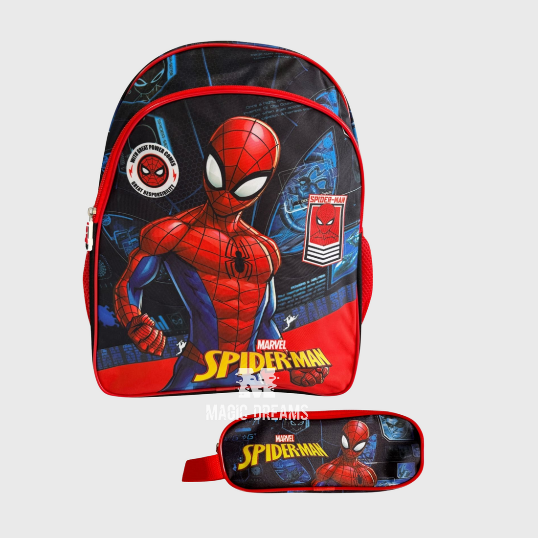 Conjunto Escolar Mochila Spiderman + Estojo Duplo