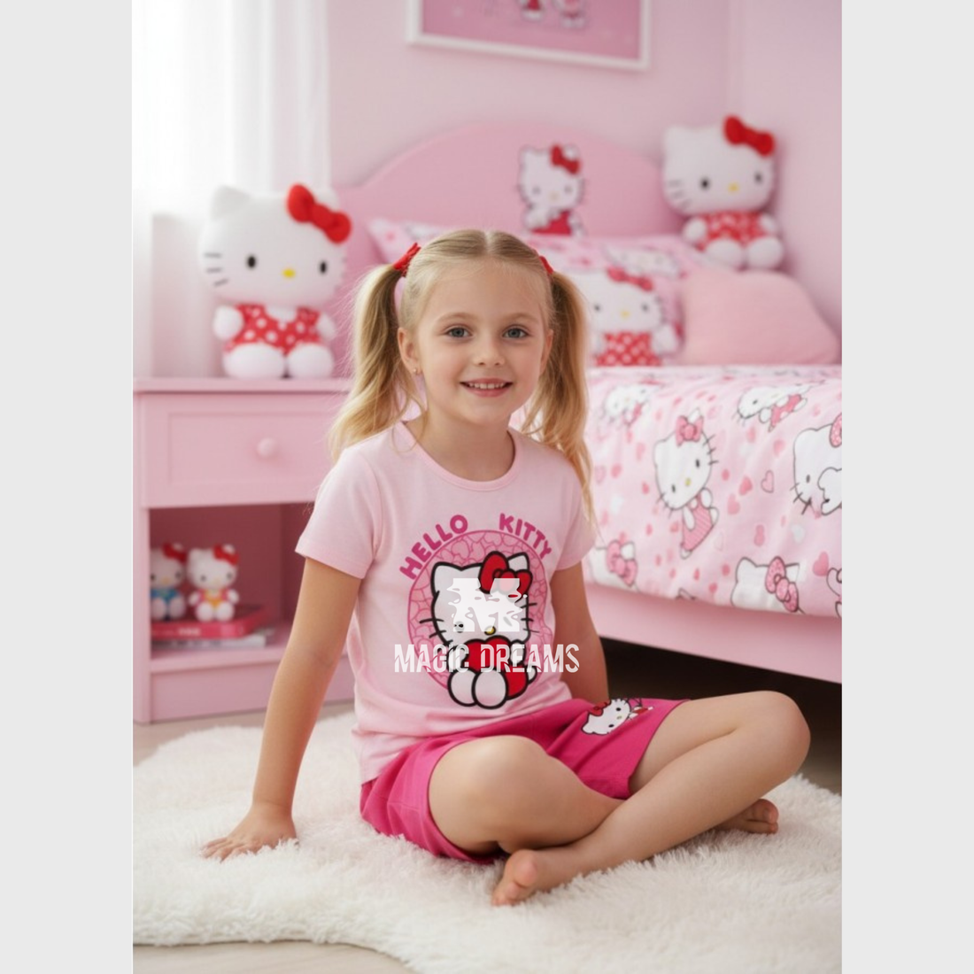 Pijama de Verão T-shirt + Calção Hello Kitty