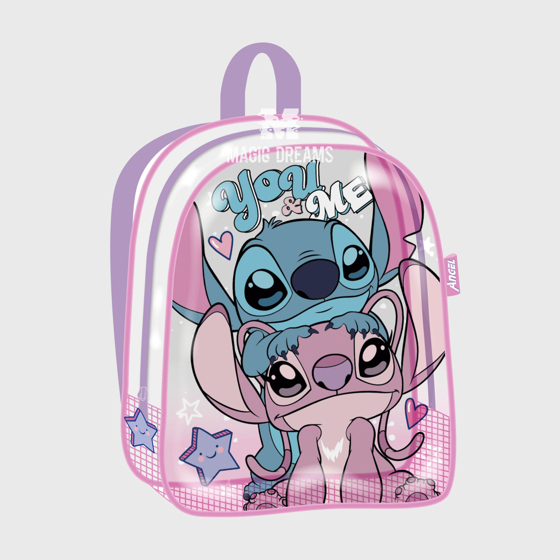 Mochila de Praia Transparente Anti-Areia Stitch e Angel 31cm