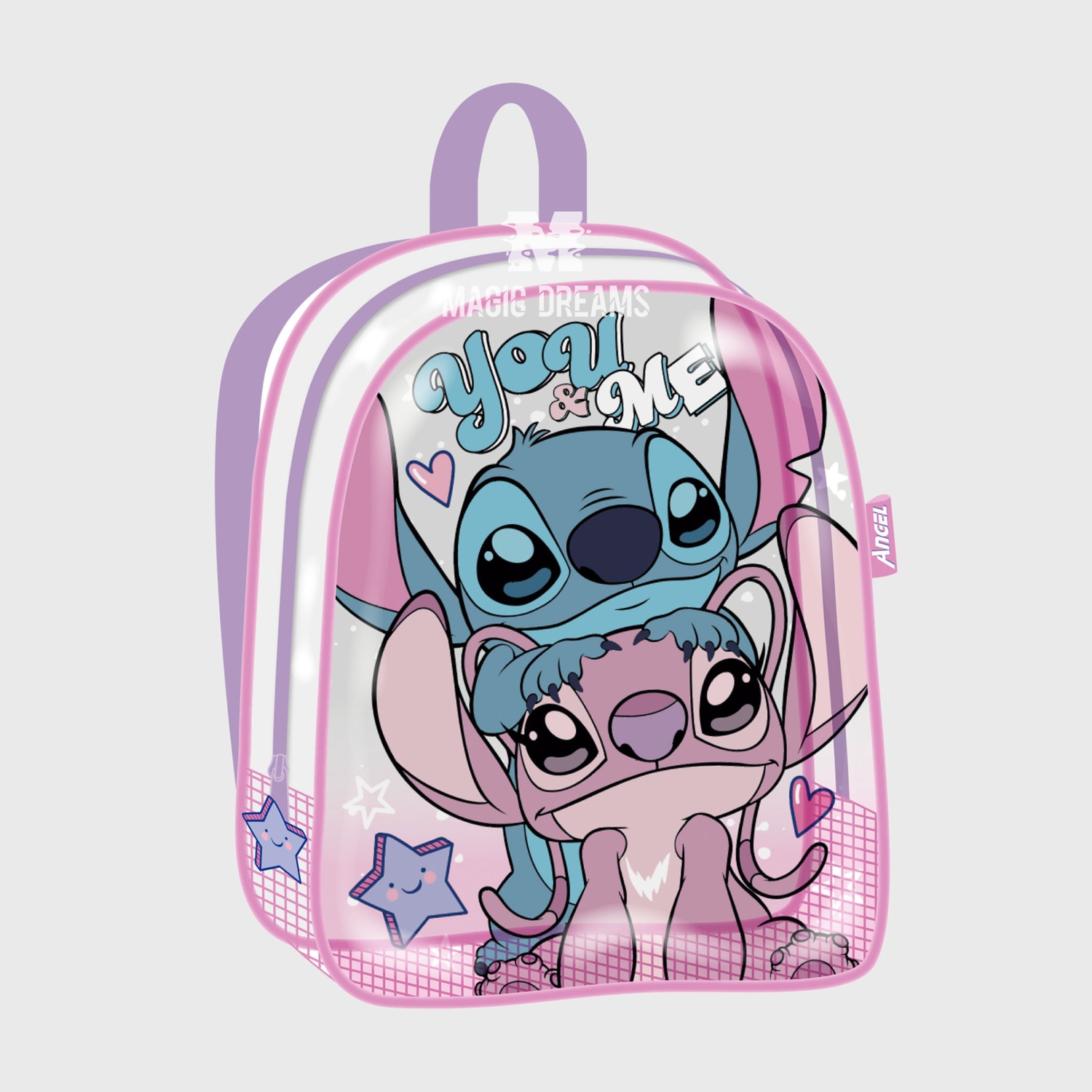 Mochila de Praia Transparente Anti-Areia Stitch e Angel 31cm