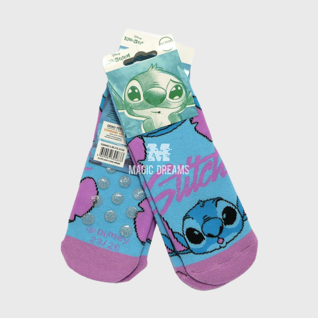 Par de Meias Lilo &amp; Stitch Azul Antiderrapantes