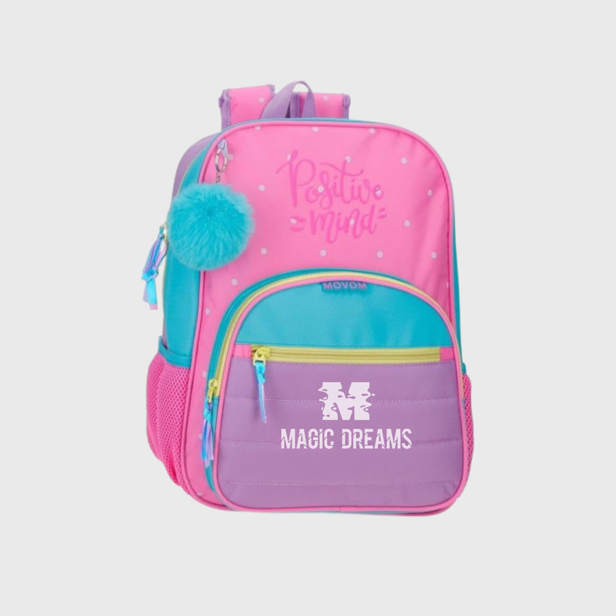 Mochila Escolar Movom 38cm Block Adaptável Positive Mind