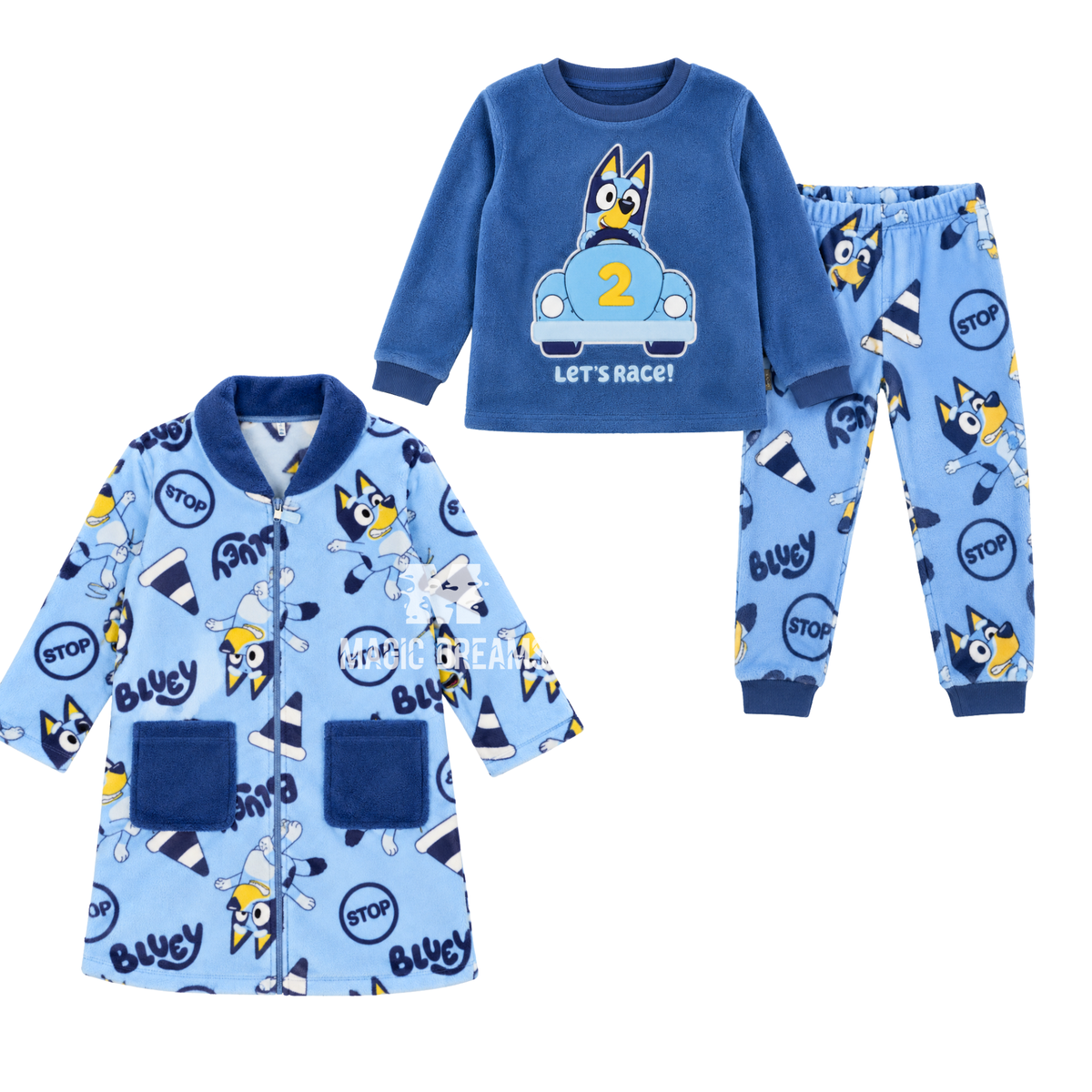 Box Dia do Pijama - Pijama Longo Coralina + Robe com Fecho Coralina Bluey e Bingo