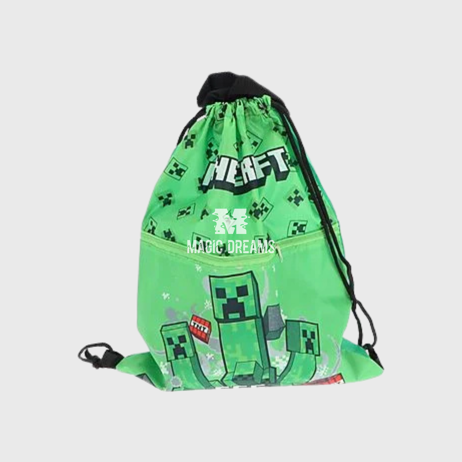 Saco de Desporto Minecraft Creeper Boom com bolso 44 x34 cm