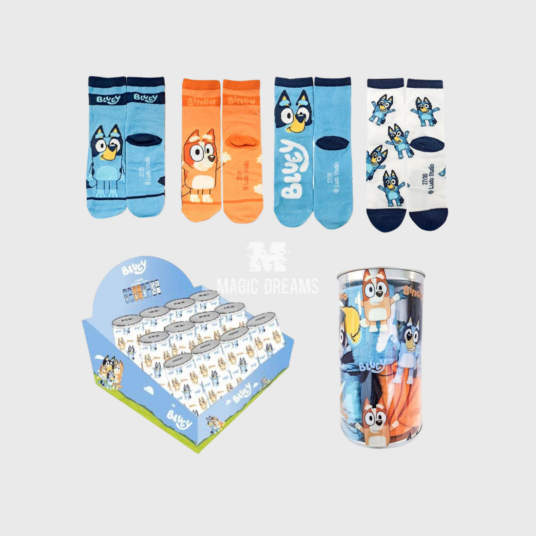 Pack 4 Meias Bluey e Bingo + Mealheiro Sortidas