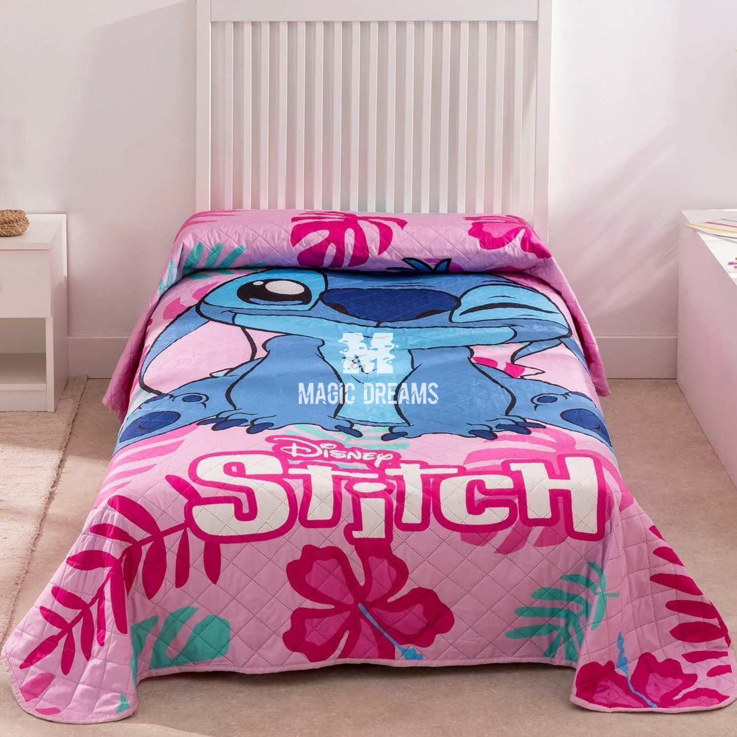 Colcha Infantil Stitch Rosa