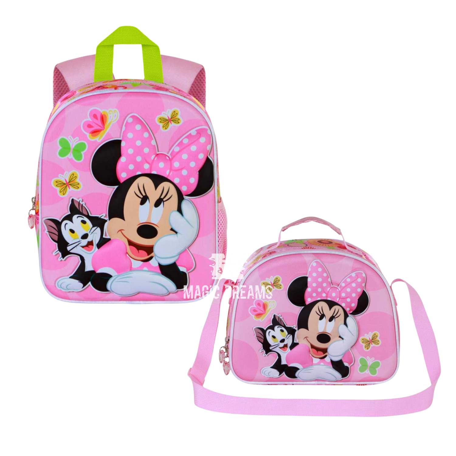 Conjunto Pré-Escolar Mochila 3D 31cm + Lancheira térmica Elite Kitten Minnie Mouse
