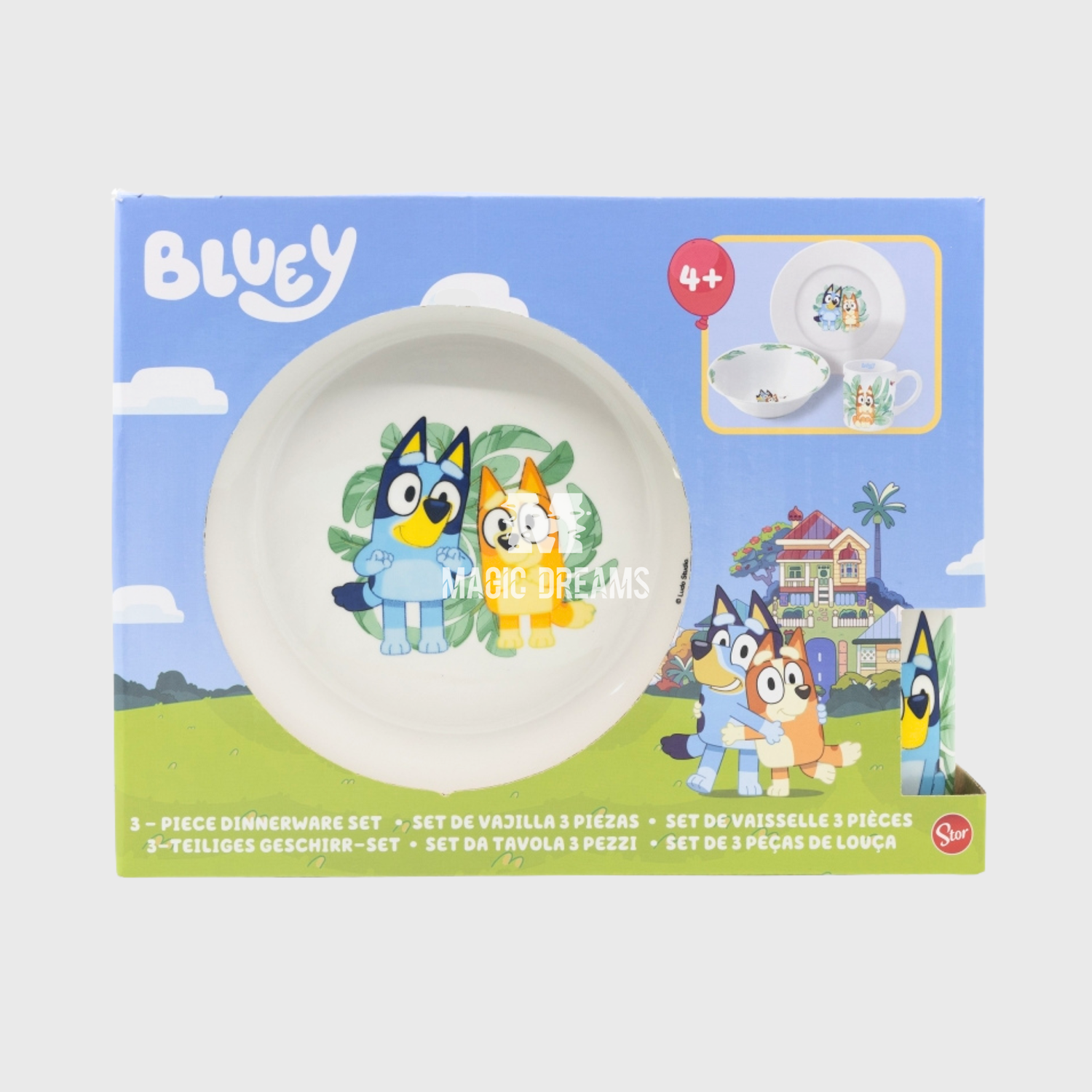 Conjunto de Refeição 3 Peças Cerâmica Bluey e Bingo