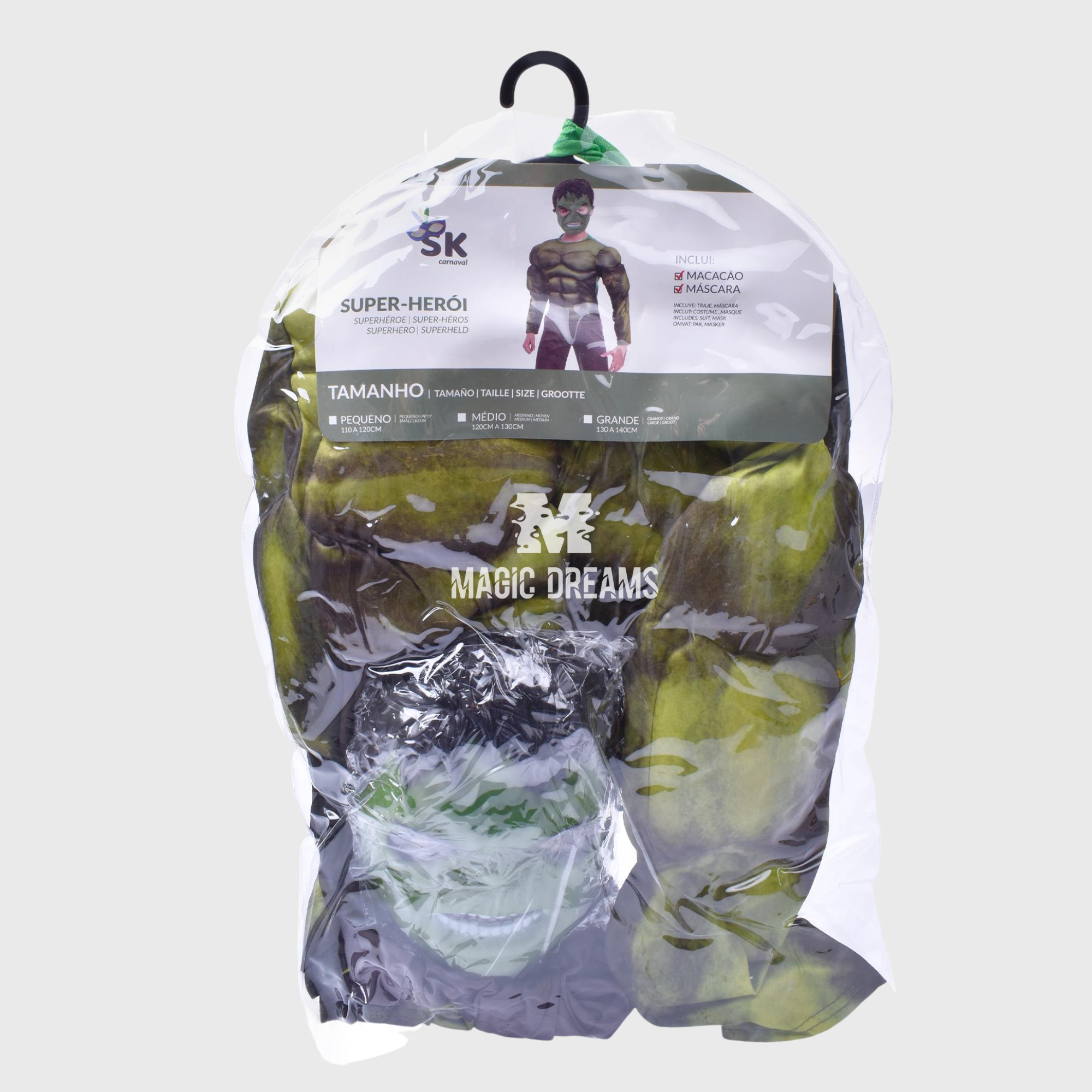 Fato Disfarce Inspiração com Máscara Hulk Super Heróis