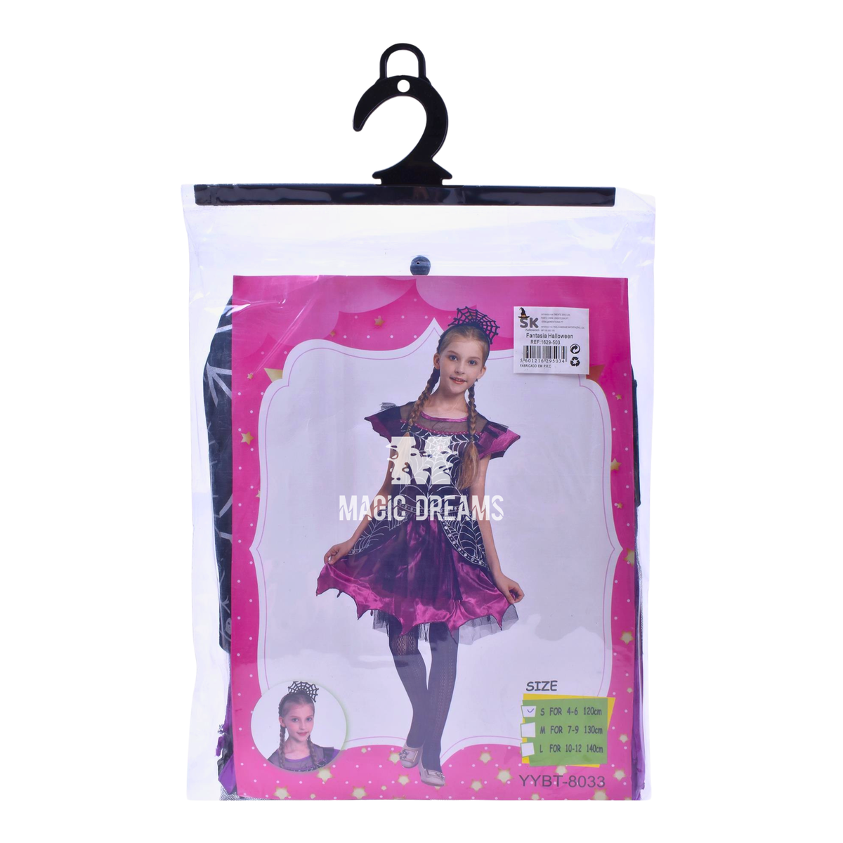 Fato Halloween Infantil Bruxa Aranha 7-9 Anos