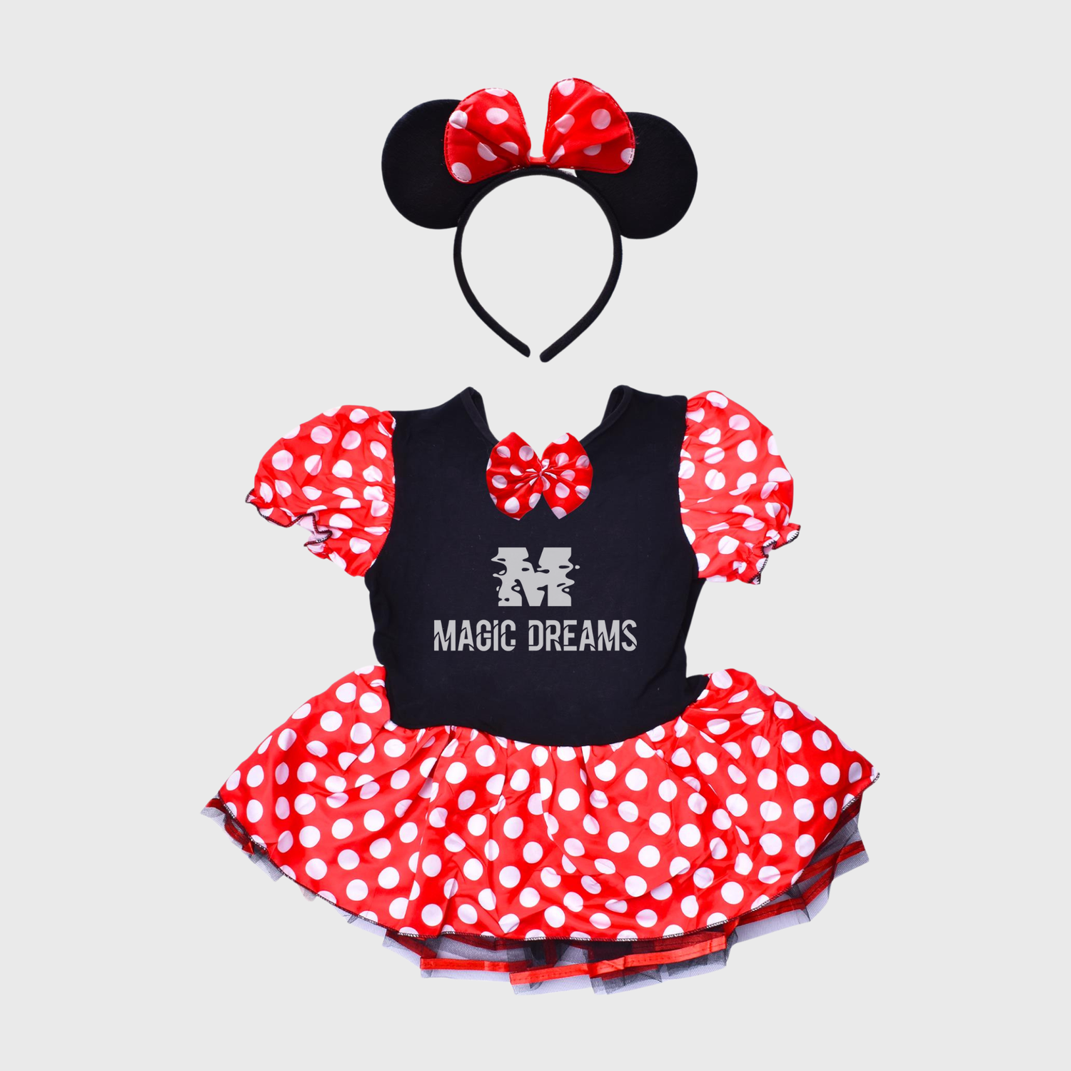 Fato Disfarce Ratinha com Vestido e Bandolete Minnie Mouse Inspiração